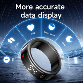 Smart Ring HRV Bluetooth Gesture Control Ring, Waterproof Health Tracker, Blood Oxygen, Gesture Swipe,Message Reminde