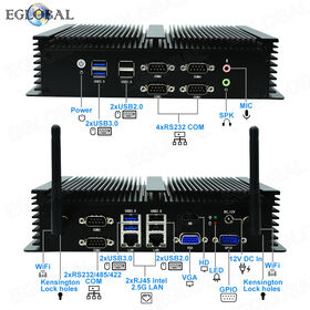 Eglobal PC Industriel Fanless GK1-6200U 6ème Génération I5 CPU SODIMM DDR4 MSATA SSD HDMI VGA 6*COM RS232 2*RJ45LAN pour PC de kiosque