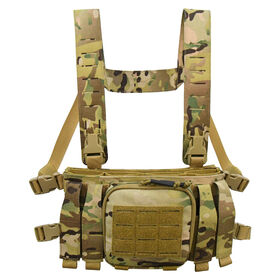Sac De Poitrine Tactique Molletonné, Rig De Chasse Ajustable, Poche Avant Pour Pistolet, Camouflage, Nylon, Homme