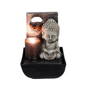 Factory price small gift Chinese culture fengshui lovely buddha tabletop water fountain with LED pump promotional product