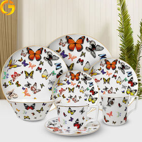 Factory price Premium Bone china dinnerware Set tableware side plate platters coffee cup & saucer for restaurant supplies