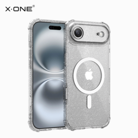 Coque de Téléphone Magnétique Transparente à Paillettes X-ONE Dropguard Pro pour iPhone 17/17 Air/17 Pro/17 Pro Max, Ultra Résistante au Jaunissement