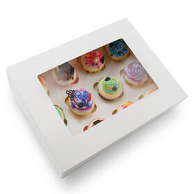 Wholesale Custom 13 x10 x 3.5 Inch 16 hole Nature Kraft or white paper Cookie Bakery Cake Paper packaging Box with PET Window