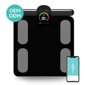Báscula Inteligente de Grasa Corporal con 8 Sensores y Electrodos, Balanza Personal de Peso y Salud Corporal con Pasamanos y App