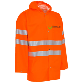 ENISO20471 EN343 Reflective safety raincoat Hiviz Orange PU rain coat Waterproof trench coat for outdoor work