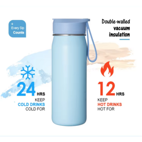 BPA Free Hot Custom logo Gym Double Wall 304 Stainless Steel Travel Vacuum Sports Water Bottle with Dust Proof Straw Handle Lid