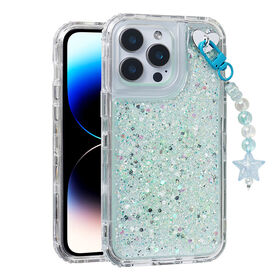 Funda híbrida 3 en 1 magnética para teléfono móvil de TPU y PC con resina goteada CrystalGrip - Esencial para escritorio y viajes