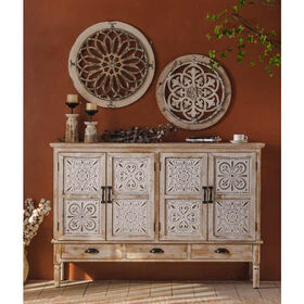 Rustic White Farmhouse Style Antique Wood Tall Cabinet Wooden Furniture Home Decor Storage Cabinets with Doors and Drawer
