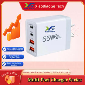 Adaptor Daya USB C 55W dengan Steker AU, Pengisi Daya Cepat Dinding, 4 Port Tipe C PD, Multiport QC 3.0 USB 55W Pengisian Cepat 4 Port Tipe C