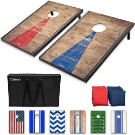 Jeu 3 En 1 Extérieur Enfant – Cornhole + Cage Foot + Anneaux Toss – Avec Sacs, Anneaux & Ballon – Dès 3 Ans