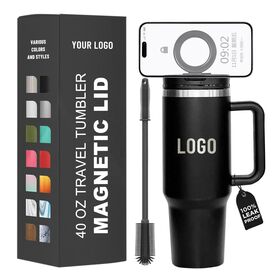 New Magnet Cap Thermos Travel Coffee Mug Insulated Straw Water Cup 40oz Tumbler with Magnetic Lid