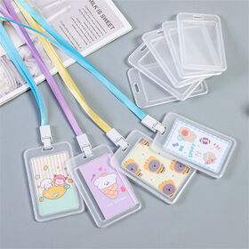 Transparent Plastic Name Badges ID Card Holder and Flat Neck Lanyard with Swivel Hook