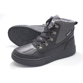 Men's Insulated Waterproof Construction Hiking Winter Snow Boots, windproof synthetic toe caps for anti-collision.