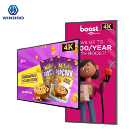 Layar 4K HD 90% Gamut Warna Tinggi, 43" 49" 55" 65" Layar LCD Dipasang di Dinding Layar Iklan Pintar Android 11
