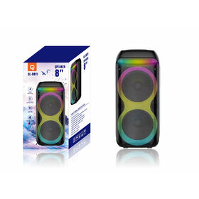 Enceinte Bluetooth Portable Party Box Extérieure Double 8 pouces Lumière LED Colorée Rechargeable Microphone sans Fil Haute Puissance