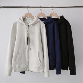 Designer Men's Cotton Casual Fleece Full Zip Classic Sweatshirt Hoodie Jackets Navy Black Grey