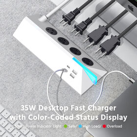 Luz indicadora de sobretensión tricolor OEM y ODM disponible Pirámide de energía 4 enchufes con 4 puertos USB