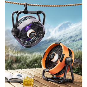 Outdoor Camping Waterproof Fan with LED Light Strong Wind USB Charging Fan for Picnic, Camping, fishing, Barbecue