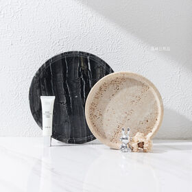 Rundes Marmor-Tablett im nordischen Minimalismus-Stil für Schmuck und Accessoires, Heimdekoration, Hotelwaschbecken und Spülbecken-Ablage