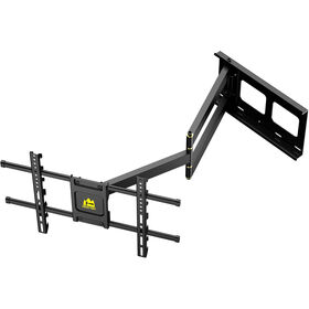 Suporte de parede articulado de movimento total com extensão de 91 cm para TVs de 42 a 90 polegadas até 68 kg, ajuste de altura, rotação e inclinação. Montagem VESA universal.