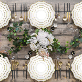 Luxury scalloped sunflower bone china plates with gold-trimmed fluted edges dinner plates dinner set to elevate your table setting