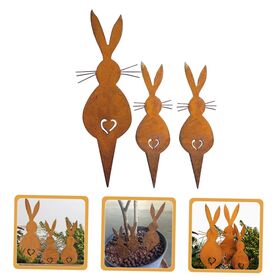 Décorations de Pâques rouillées en gros, Piquets de lapin Joyeuses Pâques, Décoration de cour de Pâques pour la maison