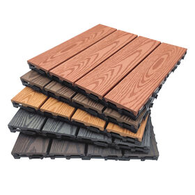 Dalles de terrasse emboîtables en composite bois-plastique (WPC) pour patio, jardin, balcon - Dalles de plancher à clipser DIY (paquet de 10 de 30x30 cm) - Résistantes aux intempéries