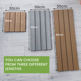 Plancher WPC pour Patio Jardin Balcon - Dalles de Plancher à Clipser DIY (Paquet de 10 de 30x60 cm) - Résistant aux Intempéries