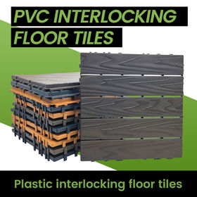 Dalles de Plancher Emboîtables en PVC pour Patio Jardin Balcon - Dalles de Terrasse à Clipser DIY (Paquet de 10 de 12"x12") - Résistant à l'eau