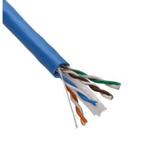 كابل إيثرنت Cat6 بطول 305 متر (1000 قدم) 23AWG صلب CCA، كابل Cat 6 PVC مع صندوق سحب سهل، 4 أزواج، أزرق، UTP، 0.57 مم