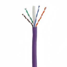 Cable Cat6 UTP Sólido de 1000 pies, Par Trenzado 23AWG para Red Ethernet, Router LAN, 550Mhz, LSOH, Bobina de Cable de Cobre Sólido, Color Morado