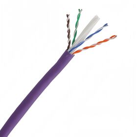 Cabo Ethernet CAT6 de 305 metros (1000 pés), 23 AWG, Cobre Sólido Nu, Pares Trançados Não Blindados, Passa no Teste de Canal, Interior, Revestimento LSZH, 0,57 mm, Roxo