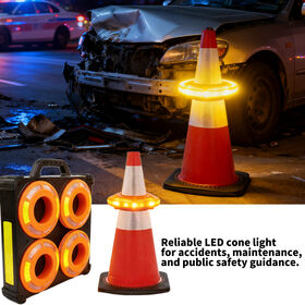 8 Pack RGB 4 Colors Rechargeable LED Road Flare Magnetic Sequential Blinking Warning Light for Vehicle and Roadside Emergency