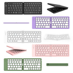 Purple For table Three-channel Folding Keyboard Type c Portable bluetooth Folding Fullsize Keyboard for Cell phone and Tablet PC