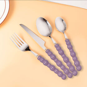 4-teiliges Vintage-Luxus-Besteckset aus Edelstahl mit Keramik-Perlgriff für Hochzeitsgeschenke