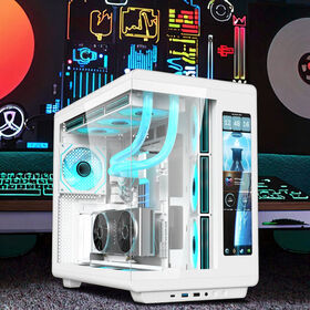 SOEYI Gabinete para PC Gaming ATX Torre Completa em Vidro Temperado Suporte para Refrigeração Líquida de 360 Gabinete para Computador Desktop com Tela LCD