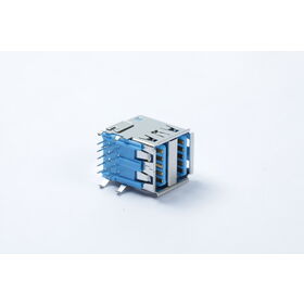 High Quality USB 3.0 female 90DIP double row curved pins USB connector for Charging Port