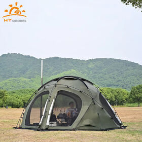 High-End 40D Nylon Silberbeschichtetes großes Campingzelt Luxus Wasserdicht PU Selbststehendes 6-8 Personen Ballzelt Ein Schlafzimmer Sommer