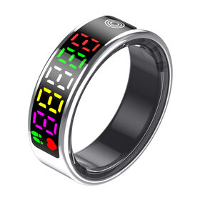 Bague Connectée de Suivi Santé et Fitness avec Écran Couleur pour Homme et Femme - Moniteur de Sommeil et Fréquence Cardiaque R9