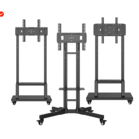 Premium Konferenz TV Wagen 75-90 Zoll Schwerlast Stahl Feststellrollen Kabelmanagement