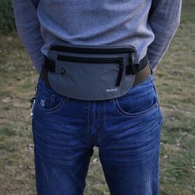 Riñonera antirrobo con bloqueo RFID de nailon antidesgarro 210D con orificio para auriculares