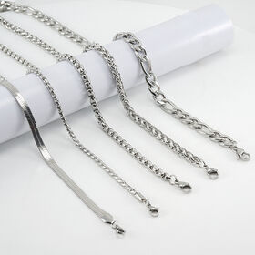 Collier Homme Acier Inoxydable – Pendentif Feuille D'Herbe Argenté