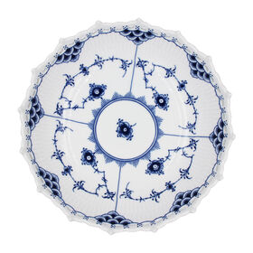 Durable Ceramic 14-inch Oval Buffet Plate with Traditional Blue-White Porcelain Qinghua Pattern Tray Dining Dish of Deco Hole rim