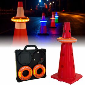 6/7/8 LED Luz de Cono de Tráfico RGB de Alta Visibilidad, Baliza de Advertencia con Base Magnética, Luz de Seguridad Portátil para Carreteras