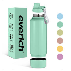 Everich portable vacuum insulated Stainless Steel Pet Water Bottle with bottom bowl for outdoor