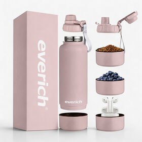 Everich hot 18/8 Stainless Steel Pet Water Bottle with bottom bowl for outdoor