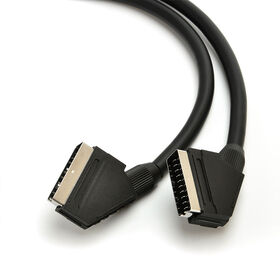 Cable SCART de 21 pines de precisión OEM/ODM para monitor de video Full HD, coaxial, par trenzado, cubierta de PVC, malla, para ordenadores, color negro