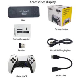 Console De Jeu Rétro 4K HDMI - 10 000+ Jeux Intégrés - 2 Manettes Sans Fil - Plug & Play Console Jeu 10 000 Jeux