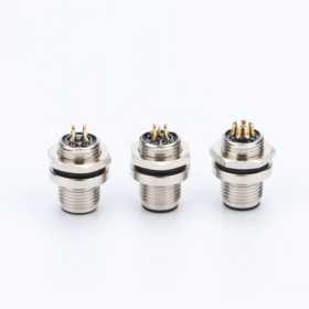 Custom size M12 Panel Mount Connector B/D Code, 3-17 Pin, Male/Female, IP67, PG9 Fastened, Metal Housing for Power Applications