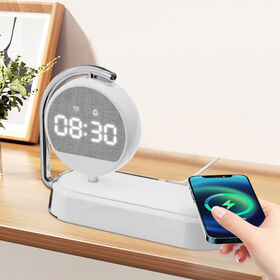 Fornecedor OEM/ODM K01T Carregador Sem Fio 3 em 1 com Relógio Criativo e Luz Noturna